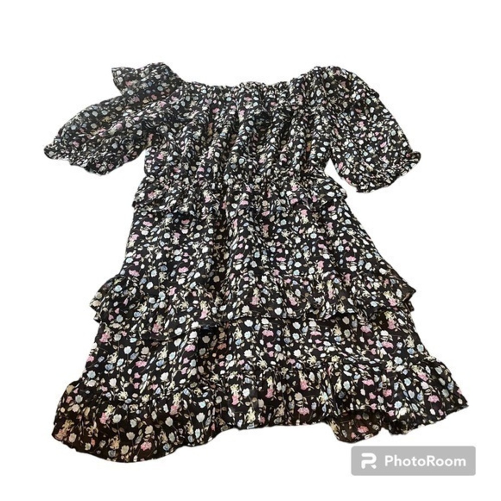 Do + Be black floral off the shoulder ruffle dress